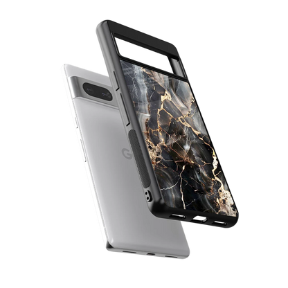 Midnight Veins sleek google pixel 7 cover with tempered glass back and TPU edges
