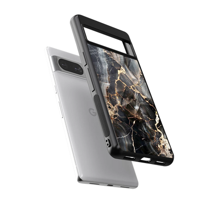 Midnight Veins sleek google pixel 8 cover with tempered glass back and TPU edges