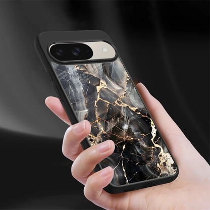 Midnight Veins sleek google pixel 9 cover with tempered glass back and TPU edges