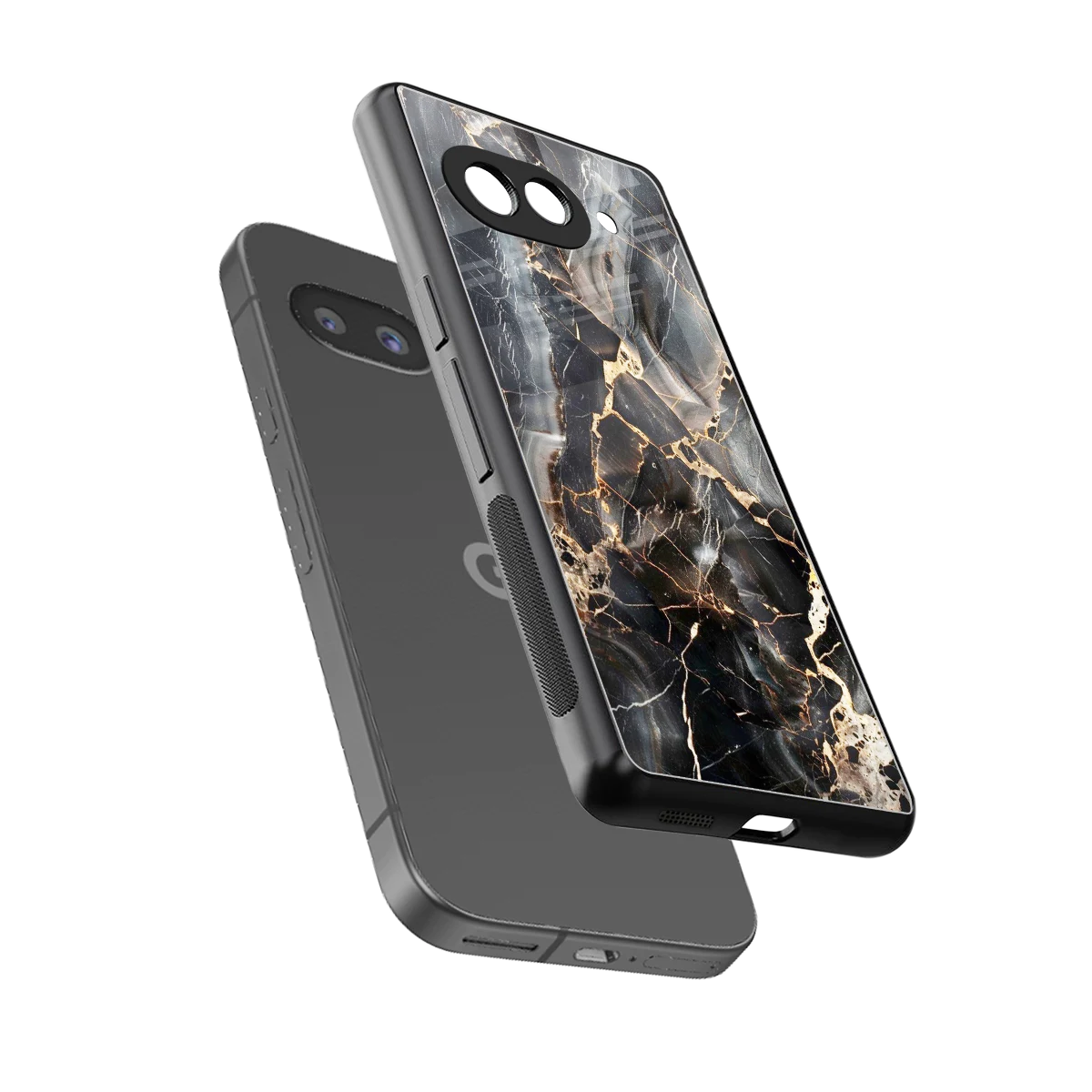 Midnight Veins sleek google pixel 9a cover with tempered glass back and TPU edges
