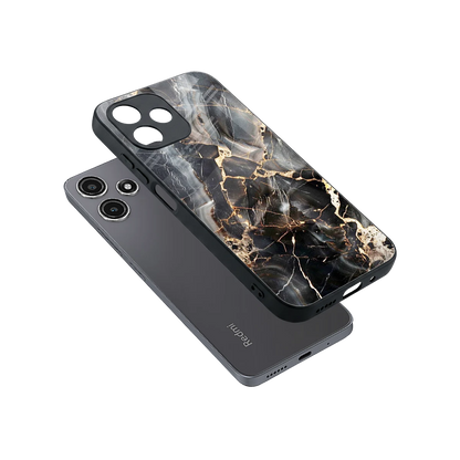 Midnight Veins sleek redmi 12 5g cover with tempered glass back and TPU edges