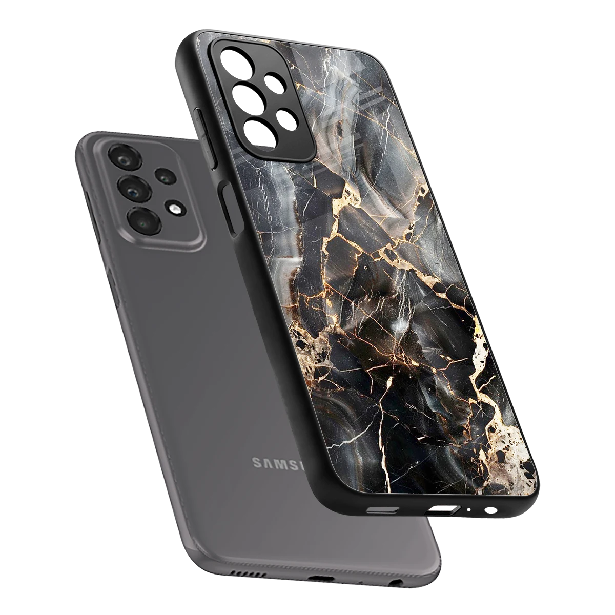 Midnight Veins sleek samsung galaxy a23 cover with tempered glass back and TPU edges