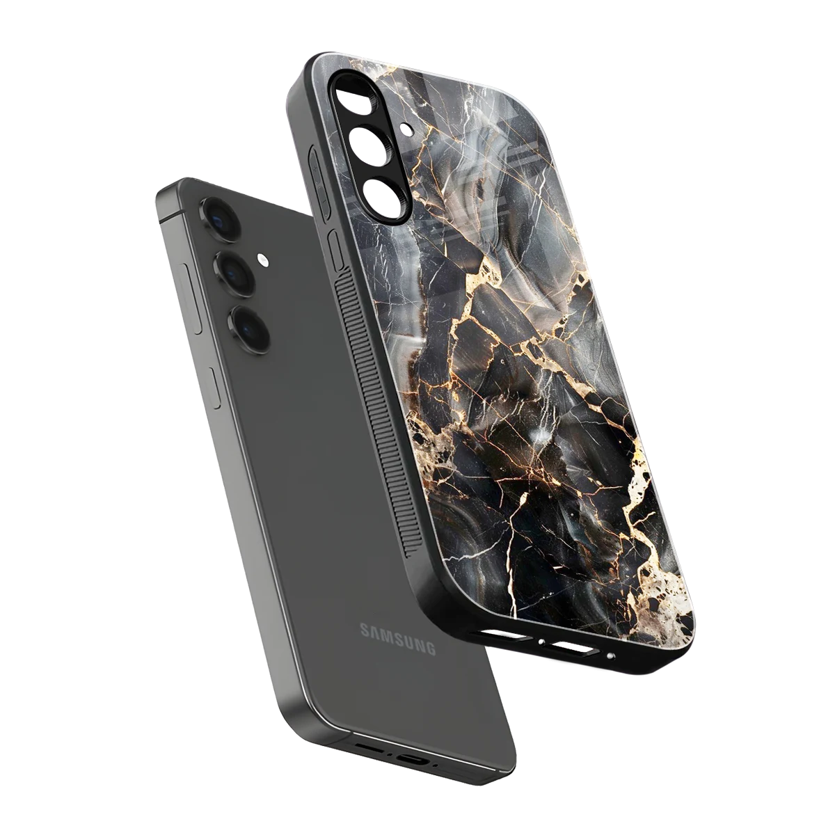 Midnight Veins sleek samsung galaxy a55 5g cover with tempered glass back and TPU edges