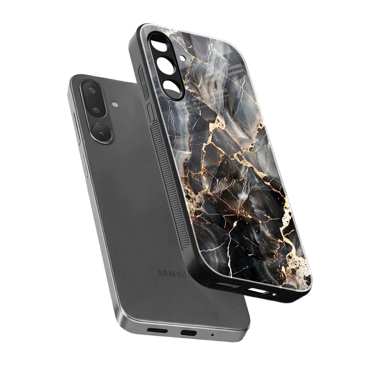 Midnight Veins sleek samsung galaxy m36 5g cover with tempered glass back and TPU edges