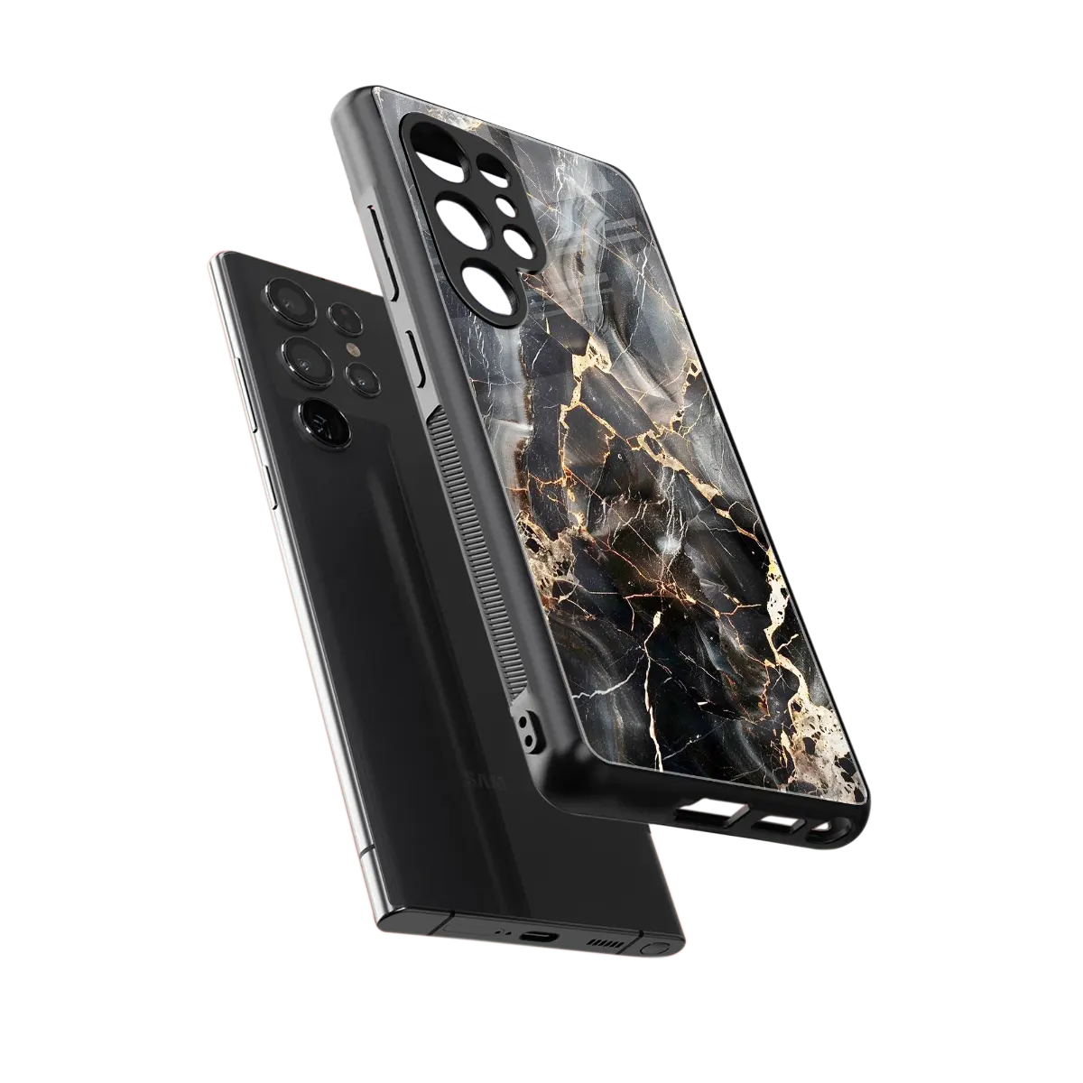 Midnight Veins sleek samsung galaxy s25 ultra cover with tempered glass back and TPU edges