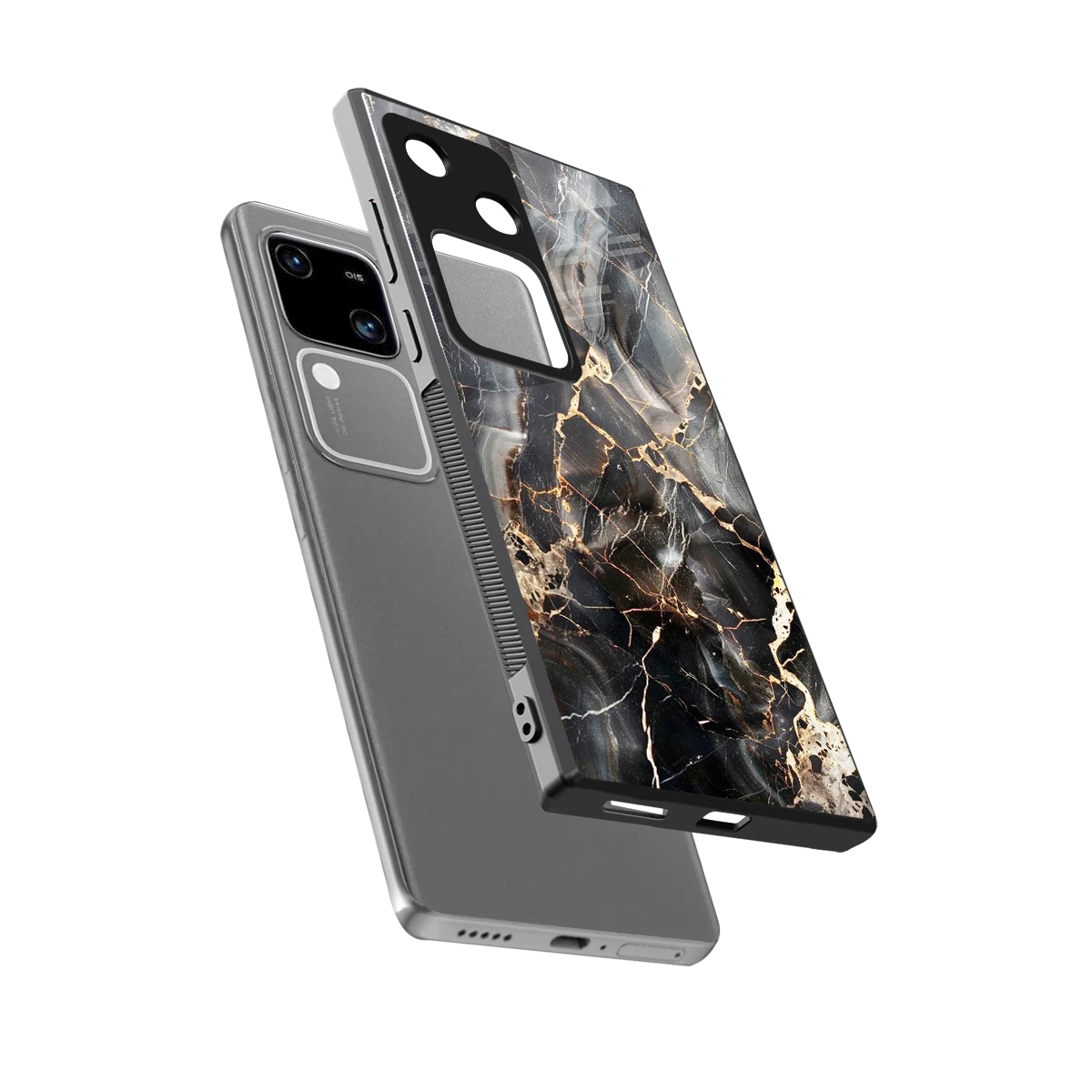 Midnight Veins sleek vivo v30 cover with tempered glass back and TPU edges