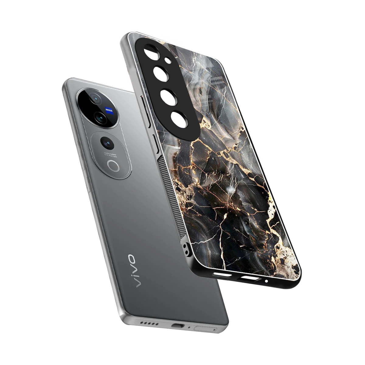 Midnight Veins sleek vivo v40 pro cover with tempered glass back and TPU edges