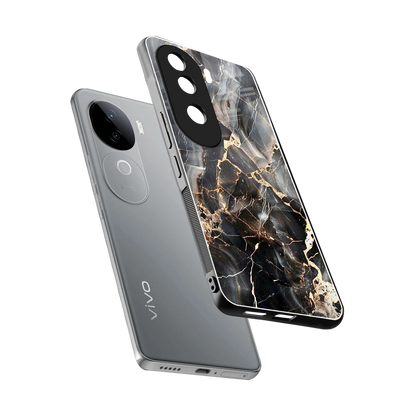 Midnight Veins sleek vivo v40e cover with tempered glass back and TPU edges