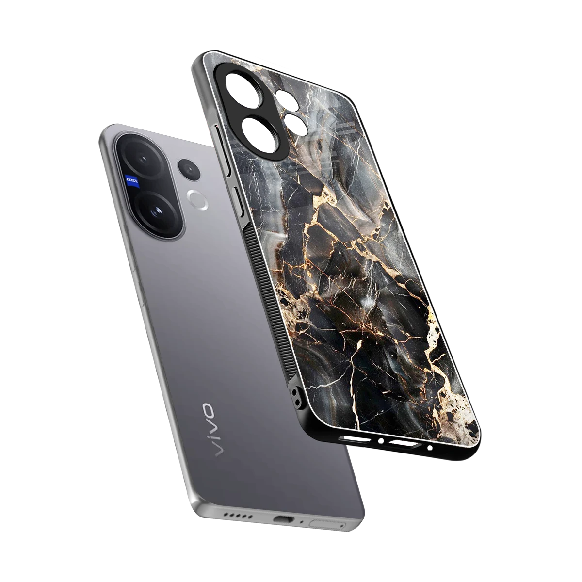Midnight Veins sleek vivo v60 cover with tempered glass back and TPU edges