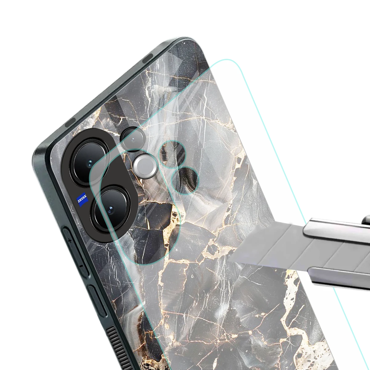 Midnight Veins stylish phone case for vivo v60 | glossy glass and slim fit