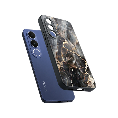 Midnight Veins sleek vivo v70 fe cover with tempered glass back and TPU edges