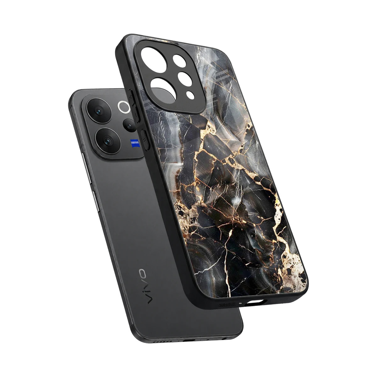 Midnight Veins sleek vivo v70 cover with tempered glass back and TPU edges