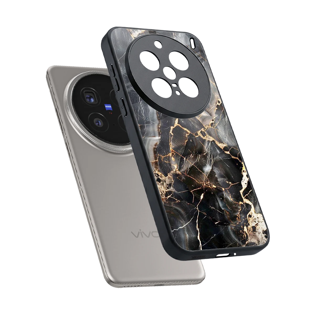 Midnight Veins sleek vivo x200 pro cover with tempered glass back and TPU edges