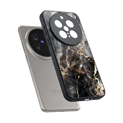 Midnight Veins sleek vivo x200 pro cover with tempered glass back and TPU edges