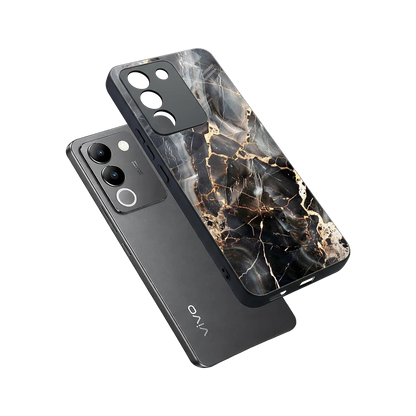 Midnight Veins sleek vivo y200 5g cover with tempered glass back and TPU edges