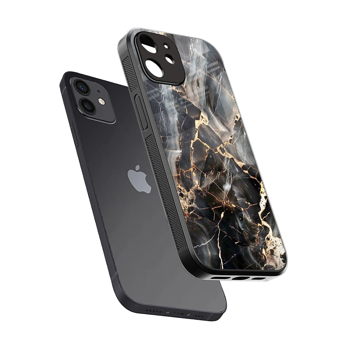 Midnight Veins sleek iphone 12 cover with tempered glass back and TPU edges