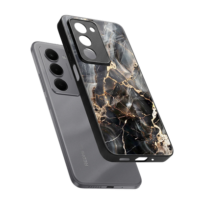 Midnight Veins sleek redmi 15 5g cover with tempered glass back and TPU edges