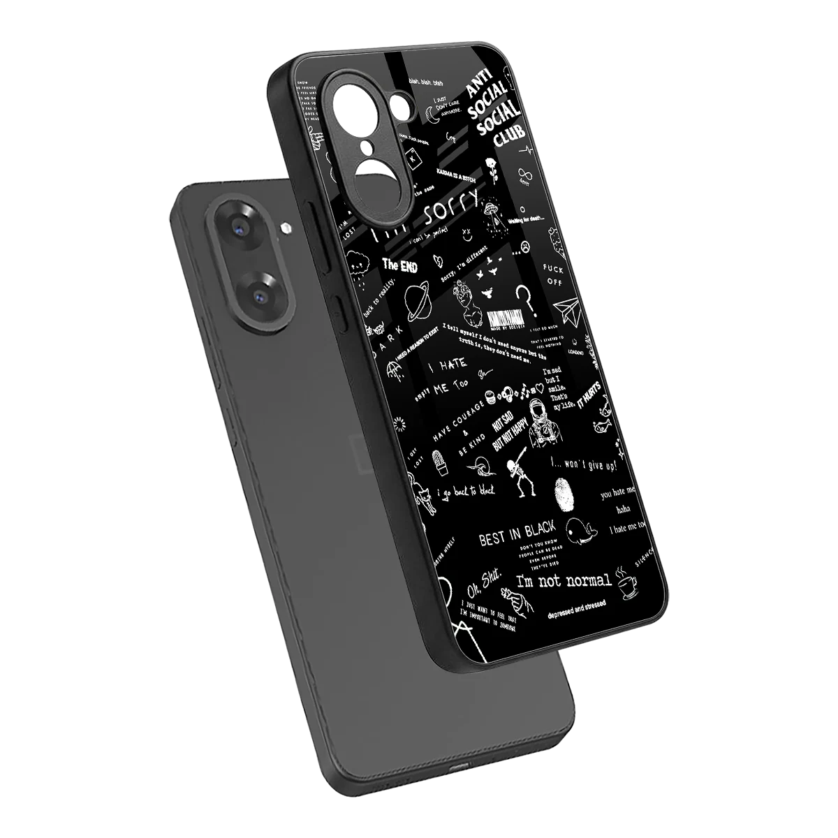 Minimalistic Black Aesthetic Collage sleek oneplus nord ce5 5g cover with tempered glass back and TPU edges