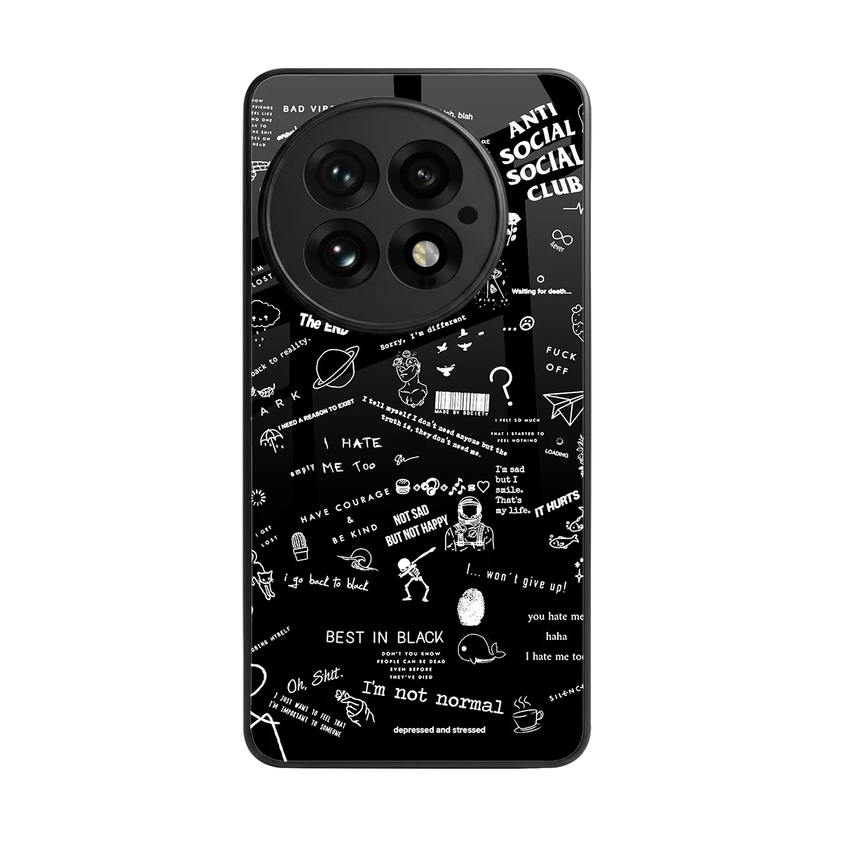 Minimalistic Black Aesthetic Collage back phone cover | glass case for oneplus 13