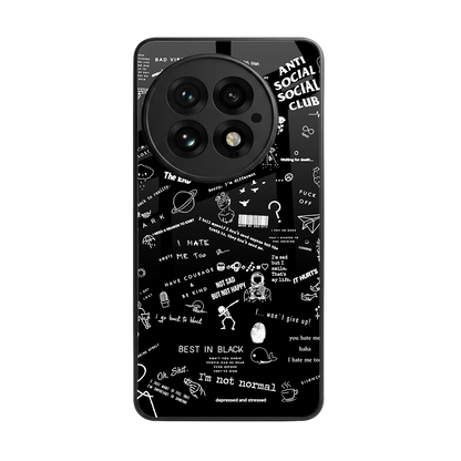 Minimalistic Black Aesthetic Collage back phone cover | glass case for oneplus 13