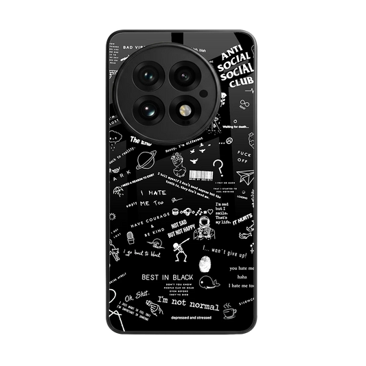 Minimalistic Black Aesthetic Collage back phone cover | glass case for oneplus 13