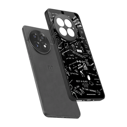 Minimalistic Black Aesthetic Collage sleek oneplus 13 cover with tempered glass back and TPU edges