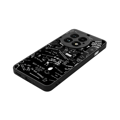Minimalistic Black Aesthetic Collage stylish phone case for oneplus 13 | glossy glass and slim fit