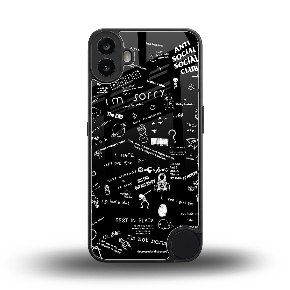 Minimalistic Black Aesthetic Collage back phone cover | glass case for cmf nothing phone 1