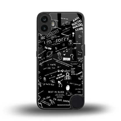 Minimalistic Black Aesthetic Collage back phone cover | glass case for cmf nothing phone 1