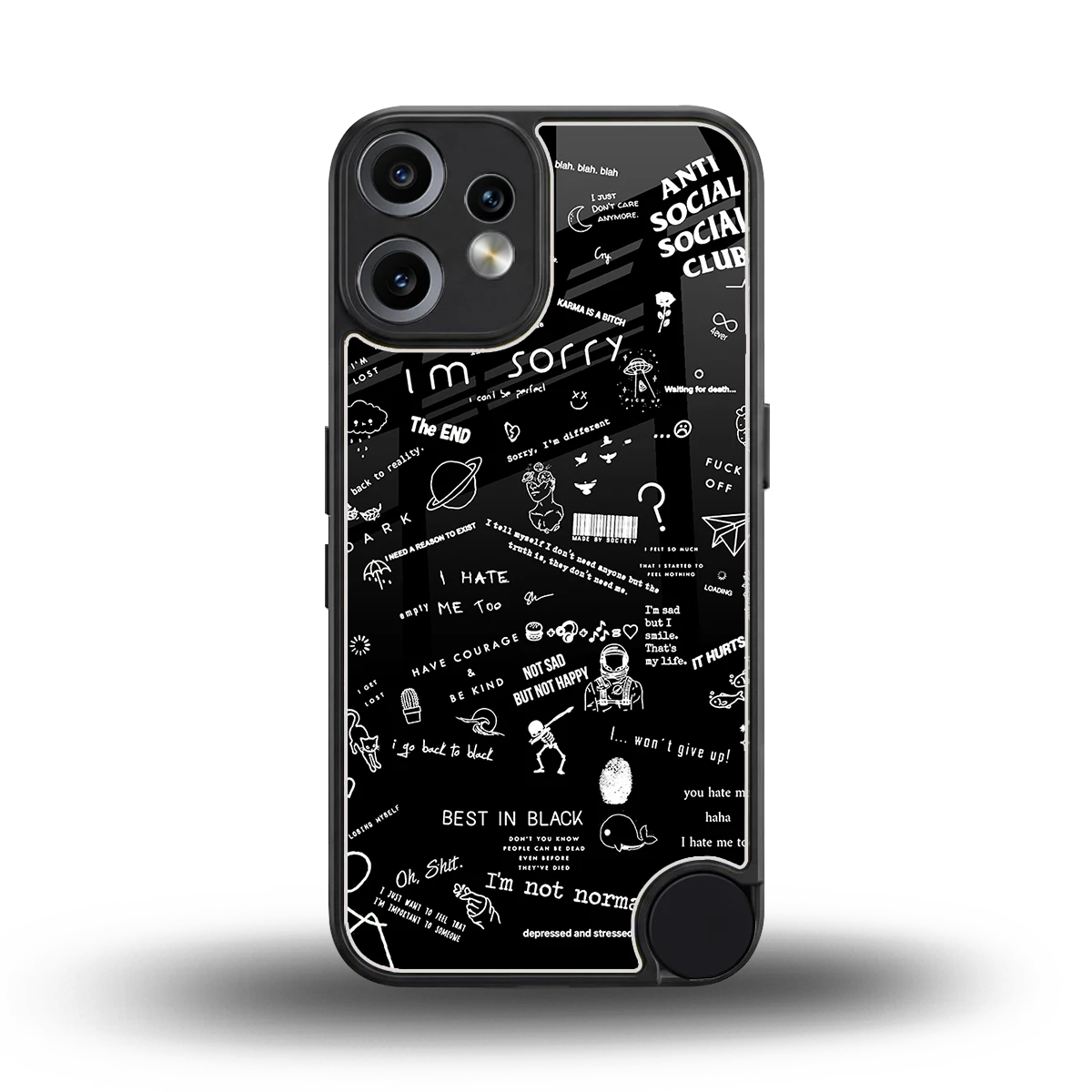 Minimalistic Black Aesthetic Collage back phone cover | glass case for cmf nothing phone 2 pro