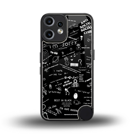 Minimalistic Black Aesthetic Collage back phone cover | glass case for cmf nothing phone 2 pro
