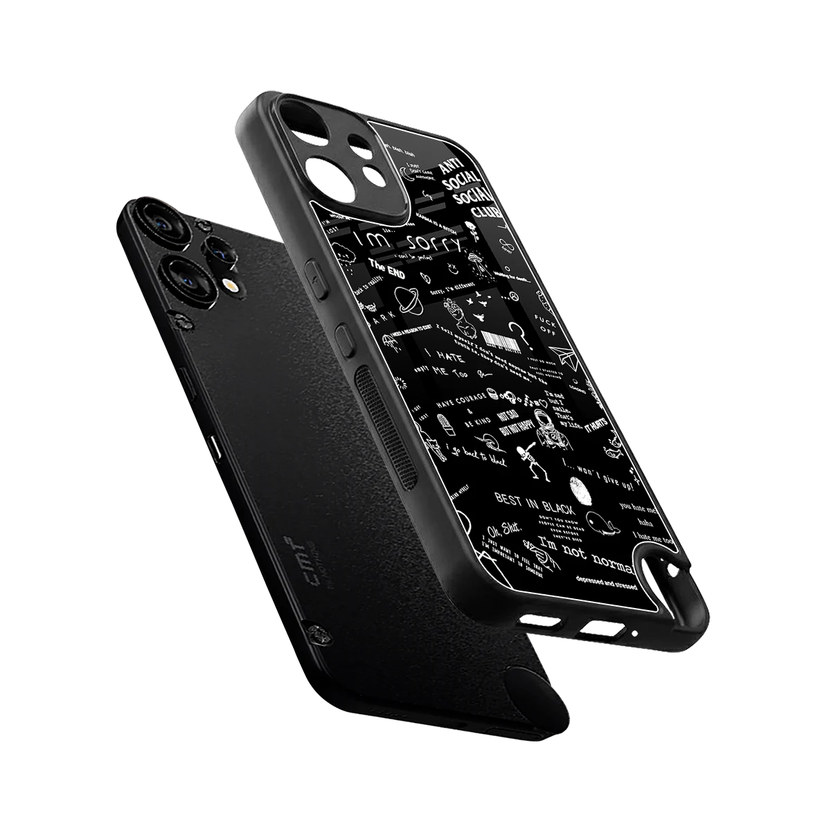 Minimalistic Black Aesthetic Collage sleek cmf nothing phone 2 pro cover with tempered glass back and TPU edges