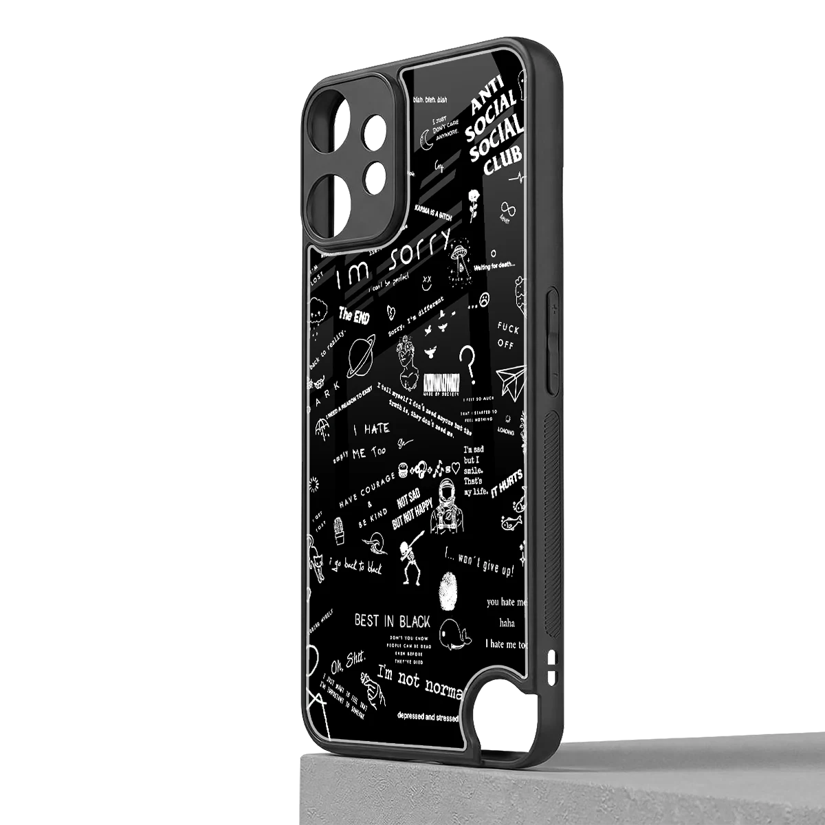 Minimalistic Black Aesthetic Collage cmf nothing phone 2 pro mobile cover | shockproof glass phone case