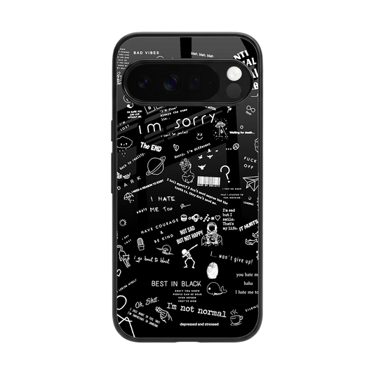 Minimalistic Black Aesthetic Collage back phone cover | glass case for google pixel 10 pro xl