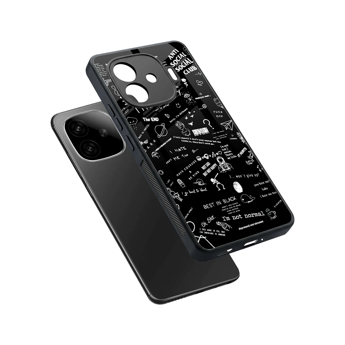 Minimalistic Black Aesthetic Collage sleek iqoo neo 10r 5g cover with tempered glass back and TPU edges
