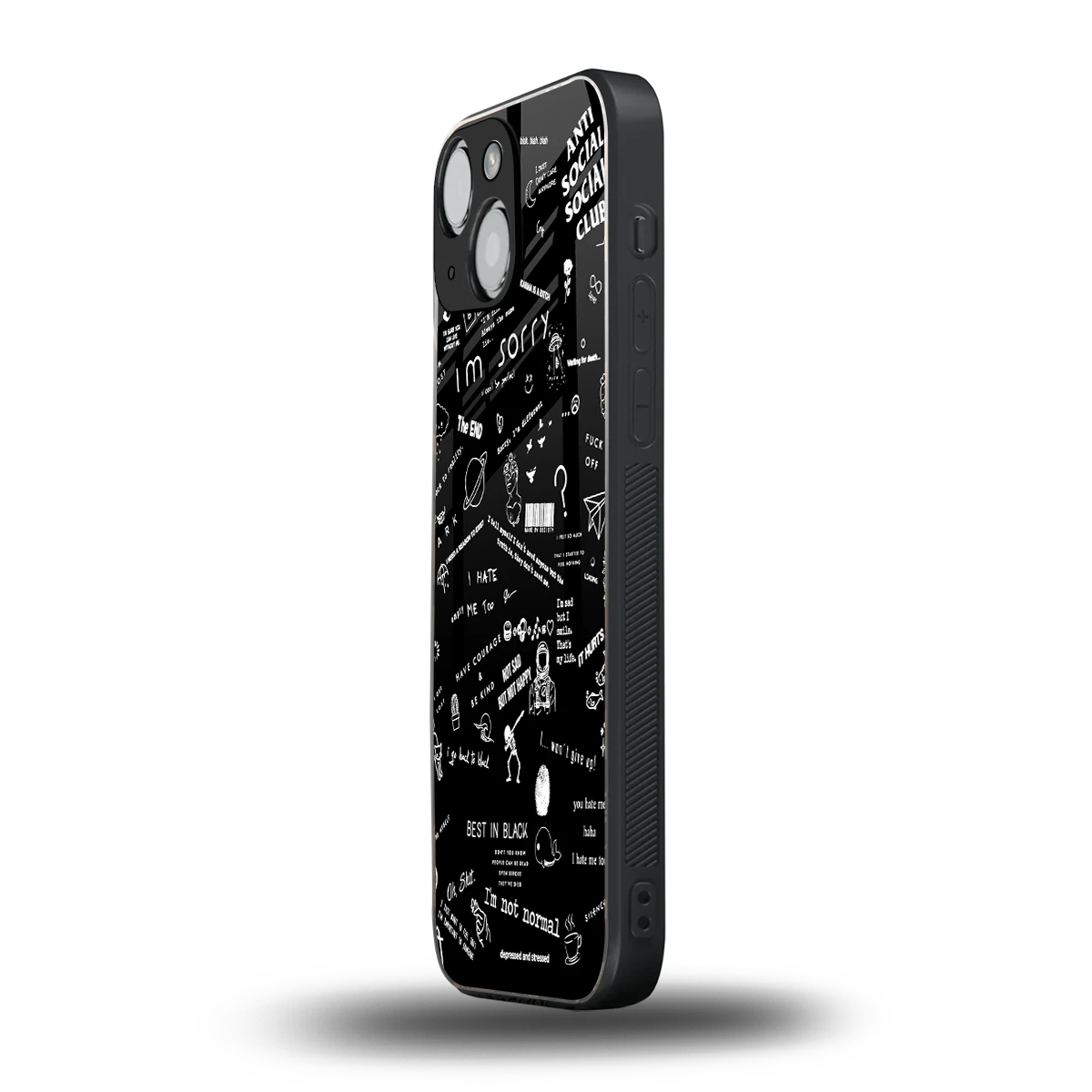Minimalistic Black Aesthetic Collage iphone 12 mini mobile cover | shockproof glass phone case