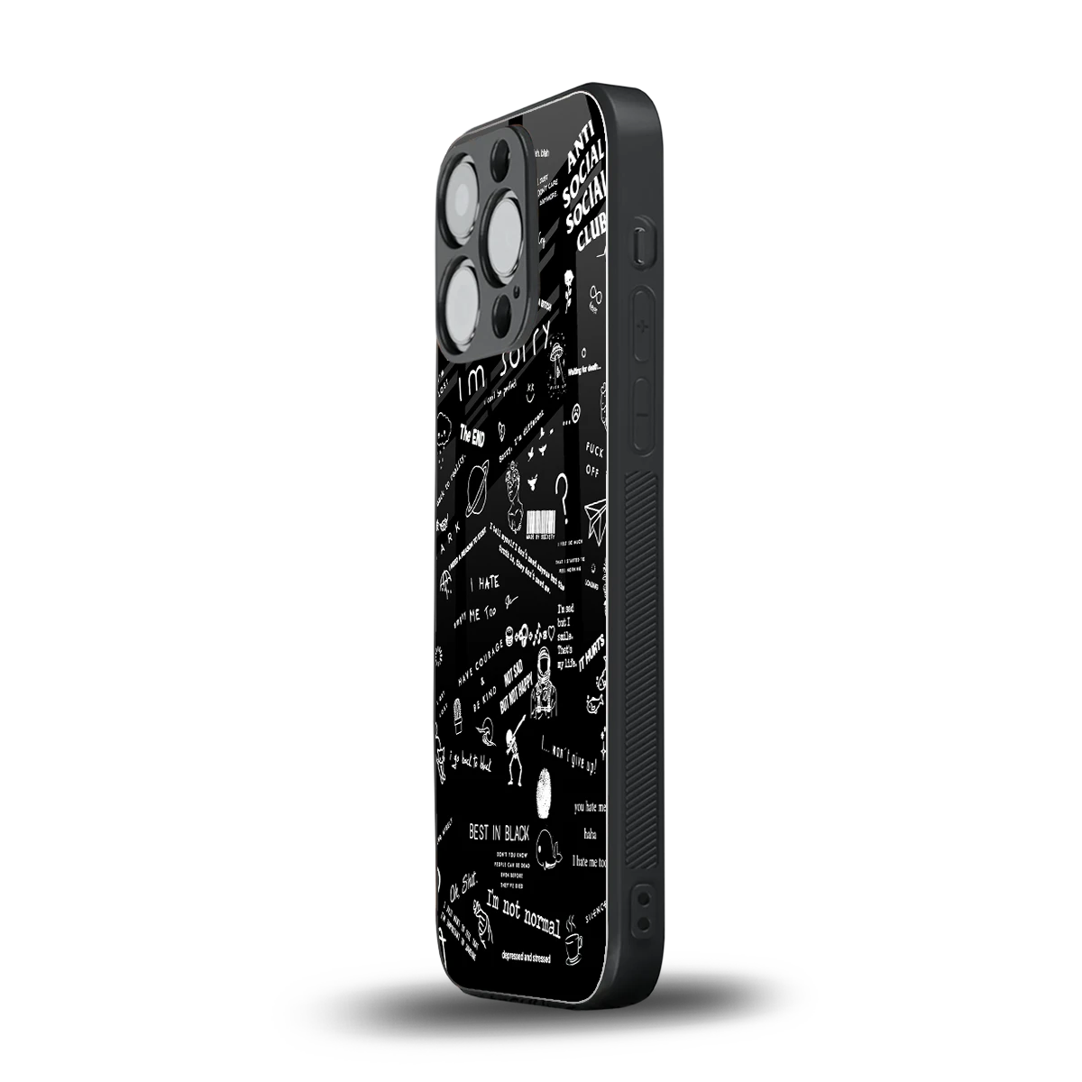 Minimalistic Black Aesthetic Collage iphone 12 pro mobile cover | shockproof glass phone case