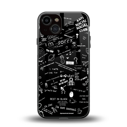 Minimalistic Black Aesthetic Collage back phone cover | glass case for iphone 13