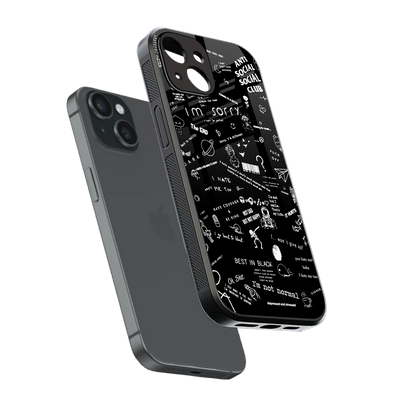Minimalistic Black Aesthetic Collage sleek iphone 13 cover with tempered glass back and TPU edges