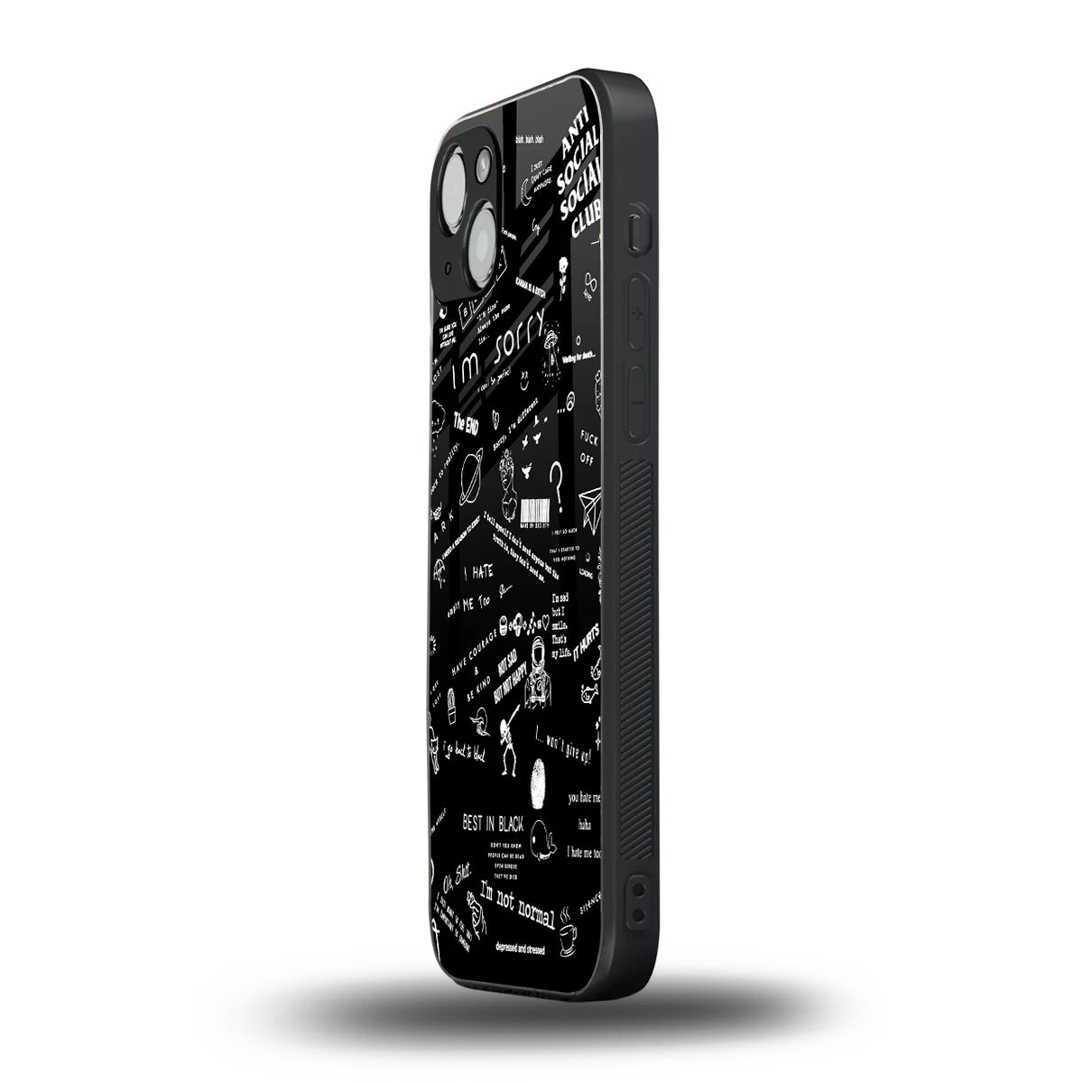 Minimalistic Black Aesthetic Collage iphone 13 mobile cover | shockproof glass phone case