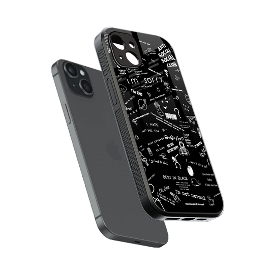 Minimalistic Black Aesthetic Collage sleek iphone 15 plus cover with tempered glass back and TPU edges