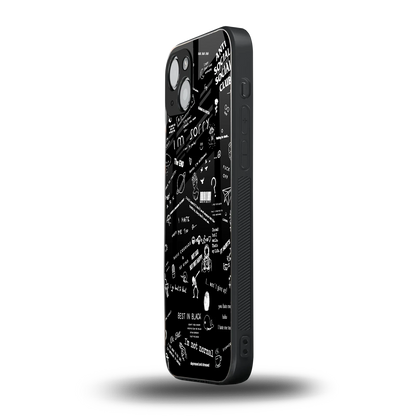 Minimalistic Black Aesthetic Collage iphone 15 plus mobile cover | shockproof glass phone case