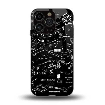 Minimalistic Black Aesthetic Collage back phone cover | glass case for iphone 15 pro