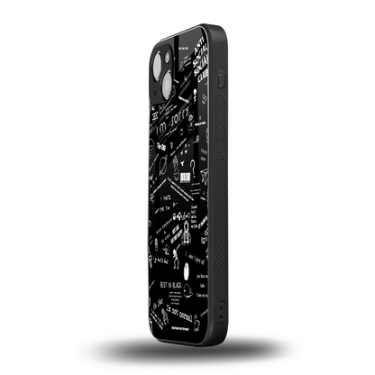 Minimalistic Black Aesthetic Collage iphone 15 mobile cover | shockproof glass phone case