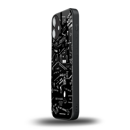 Minimalistic Black Aesthetic Collage iphone 16 plus mobile cover | shockproof glass phone case