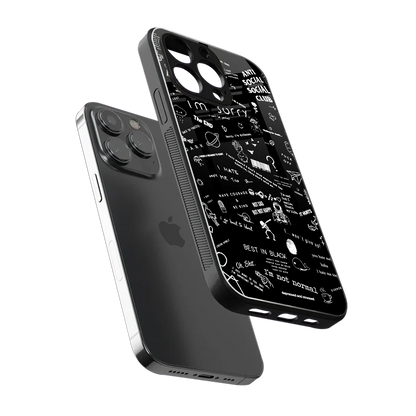 Minimalistic Black Aesthetic Collage sleek iphone 16 pro max cover with tempered glass back and TPU edges