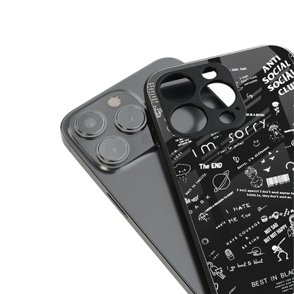 Minimalistic Black Aesthetic Collage Phone Case for Iphone 16 | Glass Case