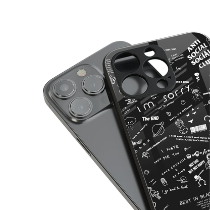 Minimalistic Black Aesthetic Collage stylish phone case for iphone 12 | glossy glass and slim fit