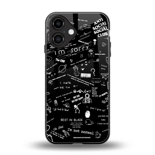 Minimalistic Black Aesthetic Collage Phone Case for Iphone 16 | Glass Case
