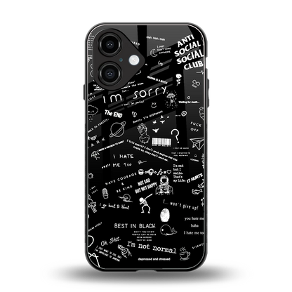 Minimalistic Black Aesthetic Collage back phone cover | glass case for iphone 16
